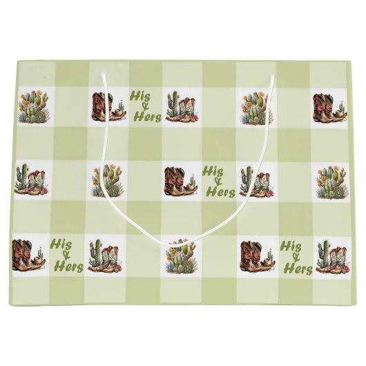 His & Shirsカウボーイ女性のカーボーイブーツ抱き枕 ラージペーパーバッグ (正面)