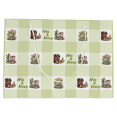 His & Shirsカウボーイ女性のカーボーイブーツ抱き枕 ラージペーパーバッグ (裏面)