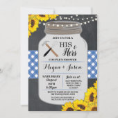 His & Shirsカップルのシャワー婚約ブルー招待状 招待状 (正面)