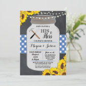 His & Shirsカップルのシャワー婚約ブルー招待状 招待状 (スタンド正面)