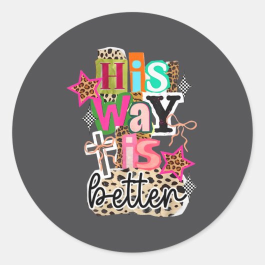 His Way Is Better Leopard Christian Jesus Bible Ve ラウンドシール (正面)