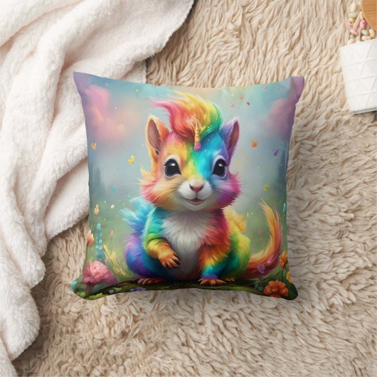 Hiskers of 疑問に思: The Rainbow Unicorn Squirrel クッション (ブランケット)