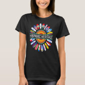 Hispanic Countries Flags Sunflower Hispanic Herita Tシャツ (正面)