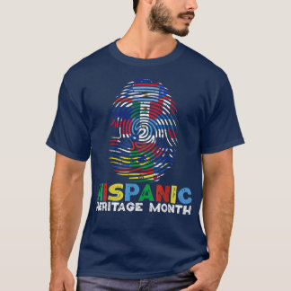Hispanic Heritage Month Finger Print Latino Countr Tシャツ