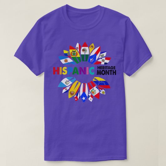 Hispanic Heritage Month Latino Countries Flags Sun Tシャツ (デザイン正面)