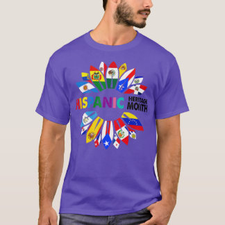 Hispanic Heritage Month Latino Countries Flags Sun Tシャツ
