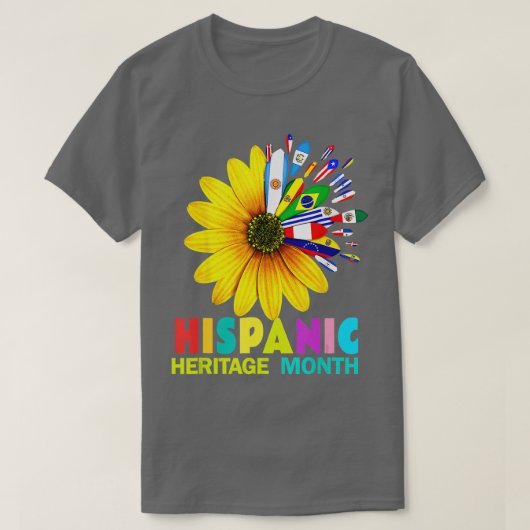 Hispanic Heritage Month Latino Countries Flags Sun Tシャツ (デザイン正面)