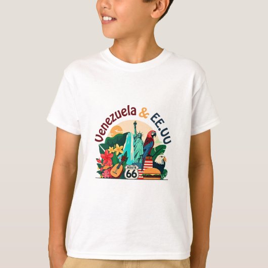 Hispanic Heritage – Venezuela & USA Design Tシャツ (正面)