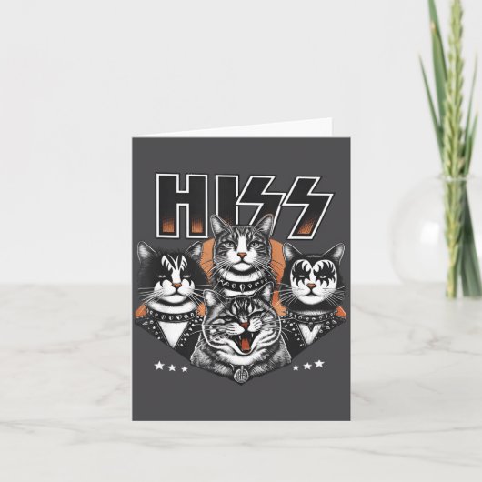Hiss Funny Cats Kittens Rock Rockin Funny Cat  カード (正面)