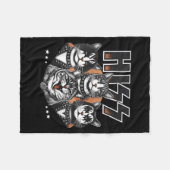 Hiss Funny Cats Kittens Rock Rockin Funny Cat  フリースブランケット (正面(横))