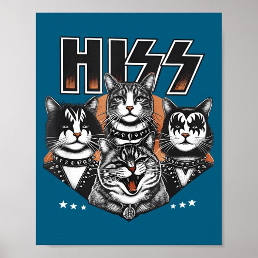 Hiss Funny Cats Kittens Rock Rockin Funny Cat  ポスター (正面)