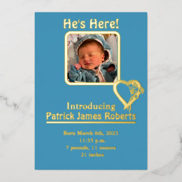 His's Hills & Photo Birth Announcement 箔招待状