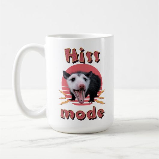 Hiss Mode Funny Opossum Hissing コーヒーマグカップ (左)