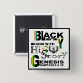 HiSStory黒い正方形ボタン 缶バッジ (正面&裏面)