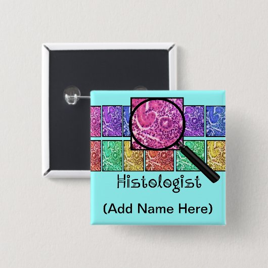 Histologistの名前入りの記章ボタン 缶バッジ (正面&裏面)