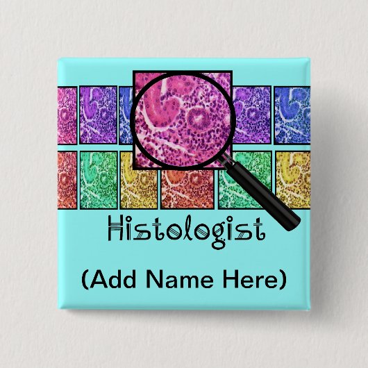 Histologistの名前入りの記章ボタン 缶バッジ (正面)
