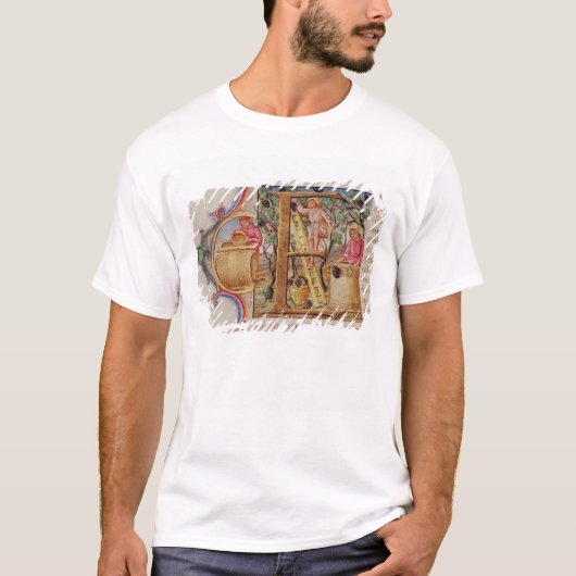 Historiatedはブドウ盗品を描写する「E」に署名します Tシャツ (正面)