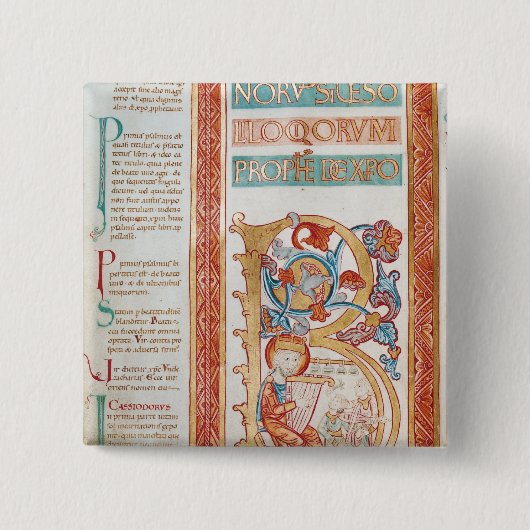 Historiatedは王を描写するデイヴィッド「B」に署名します 缶バッジ (正面)