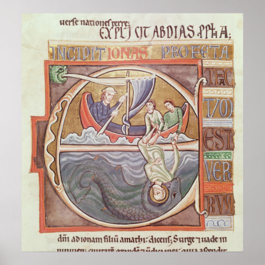 Historiated initial 'E' depicting Jonah ポスター (正面)