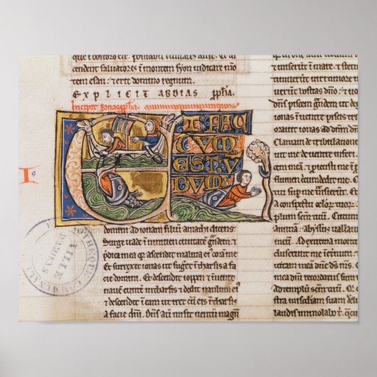 Historiated initial 'E' depicting Jonah ポスター (正面)