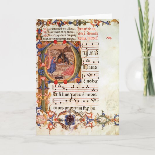Historiated initial 'P' depicting the Nativity シーズンカード (正面)