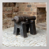 Historic Cannon on Wooden Stand ポスター (正面)
