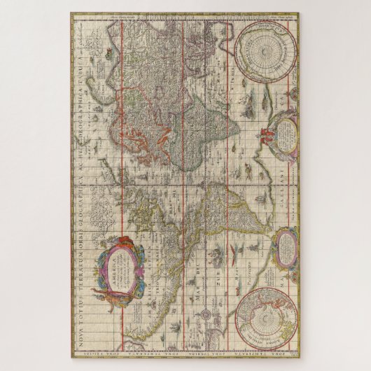 Historic Medieval World Map (by Willem Blaeu) ジグソーパズル (縦)