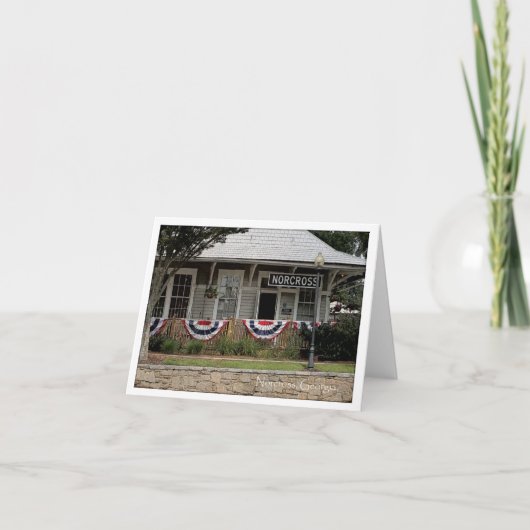 Historic Norcross Ga: 7月3日の列車デポ カード (正面)