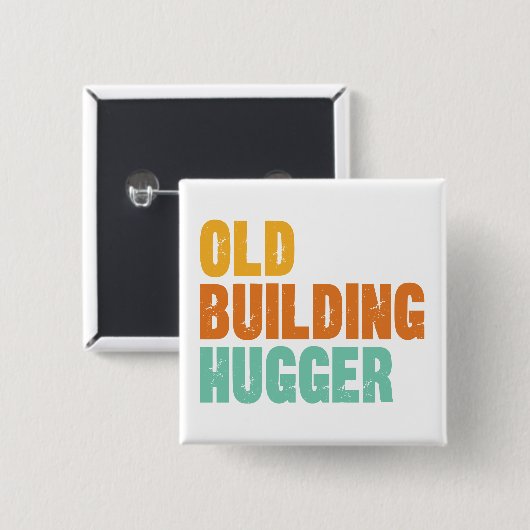 Historic Preservation Pin, Old Building Hugger 缶バッジ (正面&裏面)