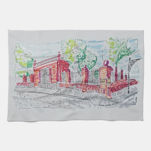 Historic Red Brick Entrance キッチンタオル (横)