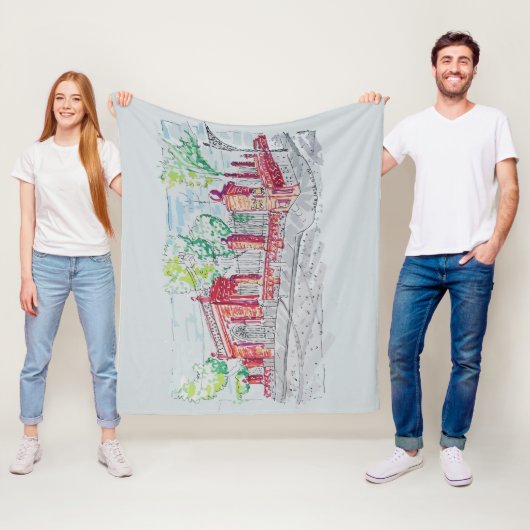 Historic Red Brick Entrance フリースブランケット (インサイチュ)