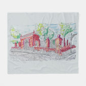 Historic Red Brick Entrance フリースブランケット (正面(横))