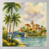 Historic Scenic Boca Raton Florida Watercolor  ポスター (正面)