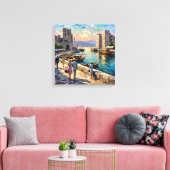 Historic Split Harbor Scene Stretched Canvas キャンバスプリント (インサイチュ (リビング))