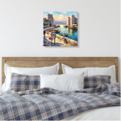 Historic Split Harbor Scene Stretched Canvas キャンバスプリント (インサイチュ (寝室))