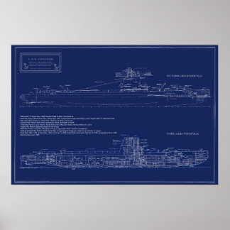 Historic Submarine Croaker Blueprint ポスター