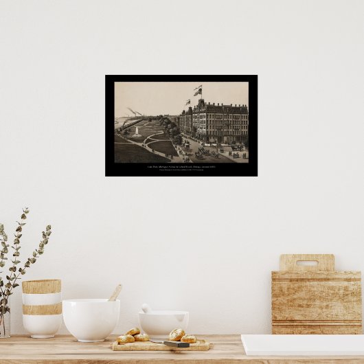 Historic view of Grant Park, Chicago (around 1880) ポスター (キッチン)