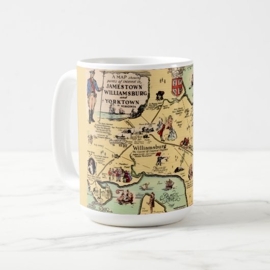 Historic Williamsburg Map Mug コーヒーマグカップ (正面左)