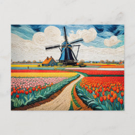 Historic Windmill in Blooming Countryside シーズンポストカード