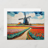 Historic Windmill in Blooming Countryside シーズンポストカード (正面/裏面)