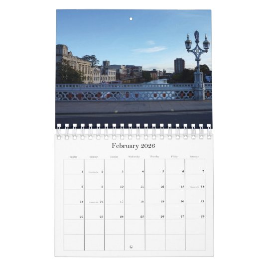 Historic York 2026 calendar カレンダー (2月 2026)