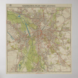 Historical Map of Leipzig by Gaebler 1940 Edition ポスター