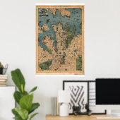 Historical Map of Sydney Australia  1922 ポスター (ホームオフィス)