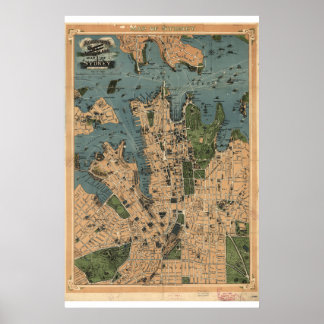 Historical Map of Sydney Australia  1922 ポスター