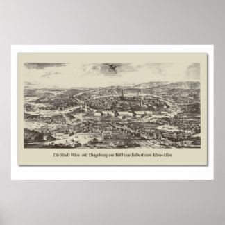 Historische Karte Osterreich Wien 1683ポスター ポスター