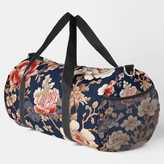 Historisches chinesisches Stoffmuster ダッフルバッグ (右コーナー)