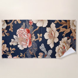 Historisches chinesisches Stoffmuster ビーチタオル