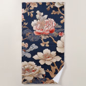 Historisches chinesisches Stoffmuster ビーチタオル (正面)