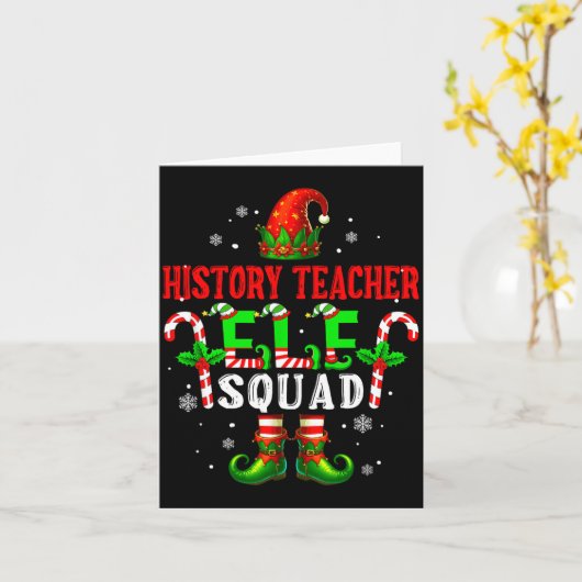 History Teacher Elf Squad Xmas Elf Hat Scute Ss Cu カード (黄色い花)