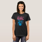 Hit Like a Girl - Funny Drummer Girl Tシャツ (正面フル)